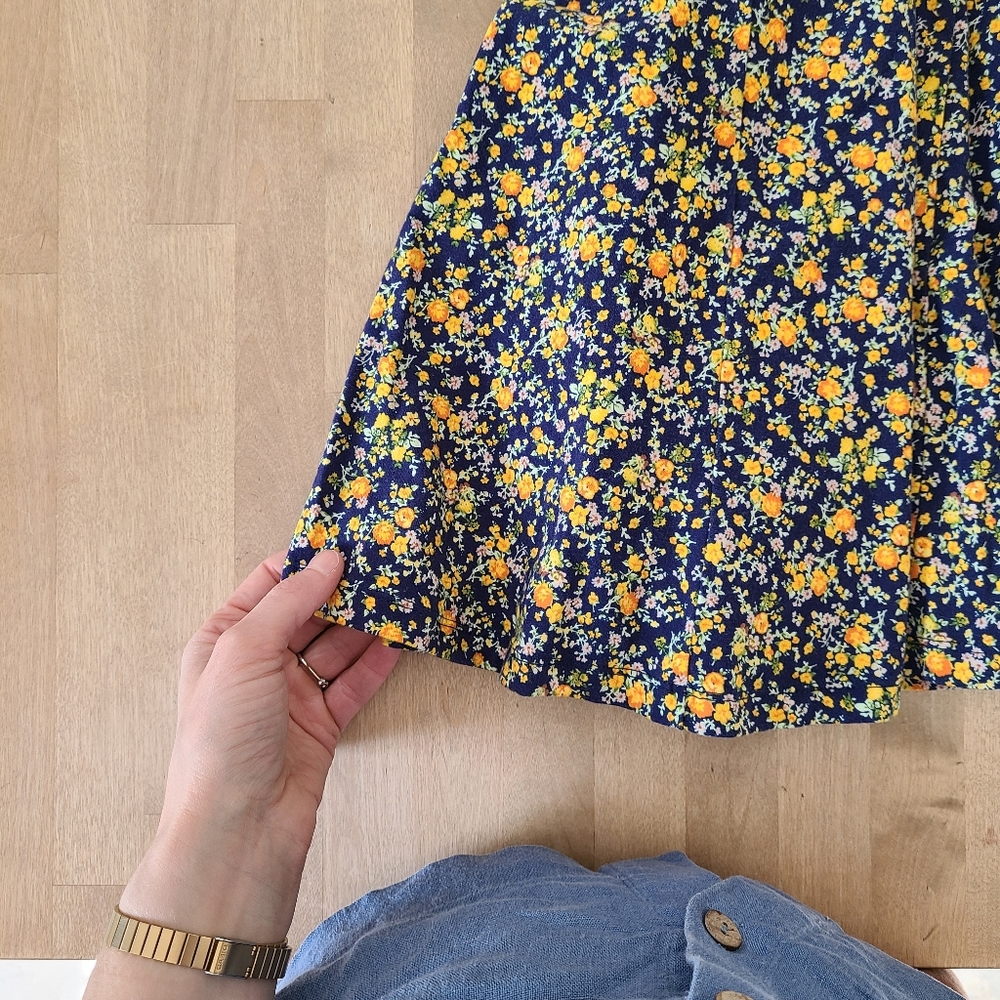Forever 21 Floral Skater Skirt L